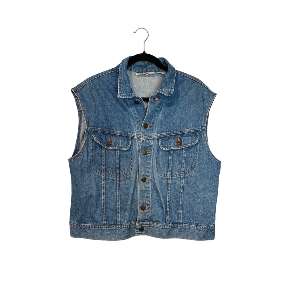 Jennifer Moore Vintage 90s Denim Vest Blue Rhinestone Star Medium Wash Large